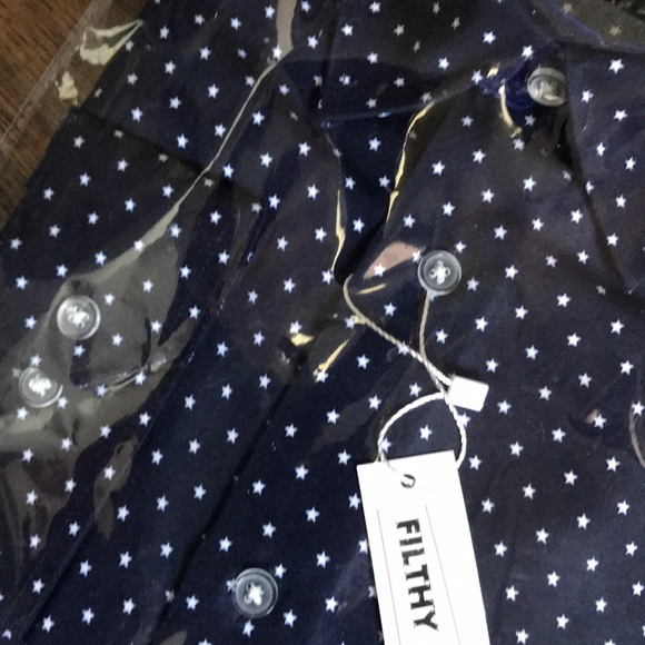 FILTHY Etiquette Shirts Mens Dress Shirt Xxl Navy Blue Wwhite Stars